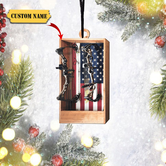 Archery Hunting Personalized Christmas Ornaments, Archery Hunting American Flag Ornament, Ornament Decoration, Ornament For Gift, Ornament Christmas