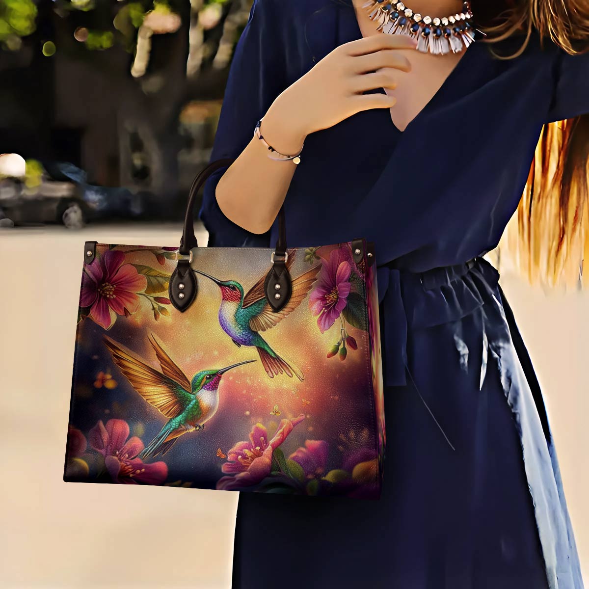 Leather Bag Everlasting Love Hummingbirds