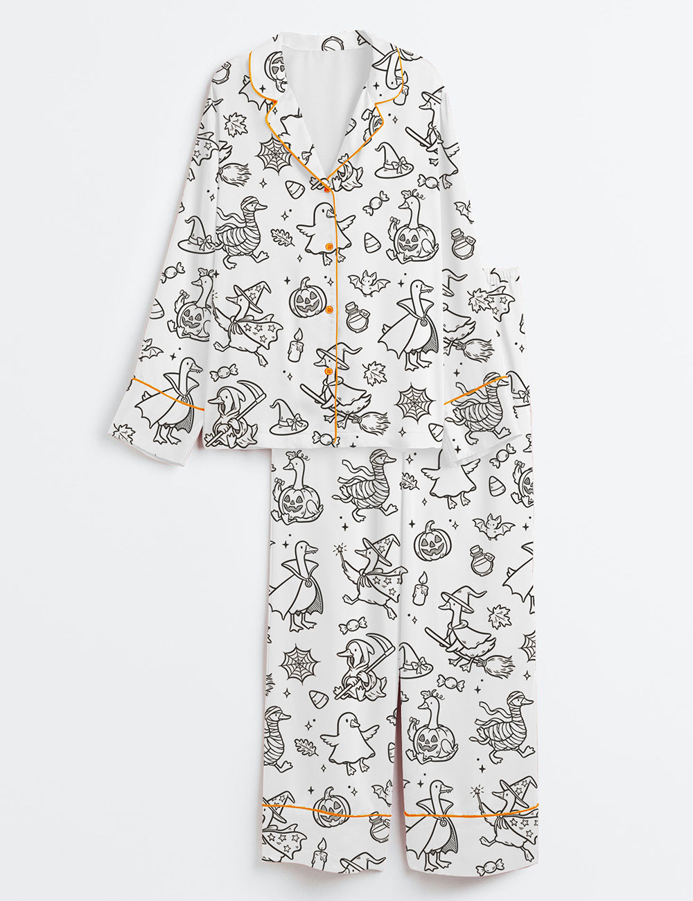 Women’s Halloween Just A Spooky Goose Long Sleeve Satin Pajama Set