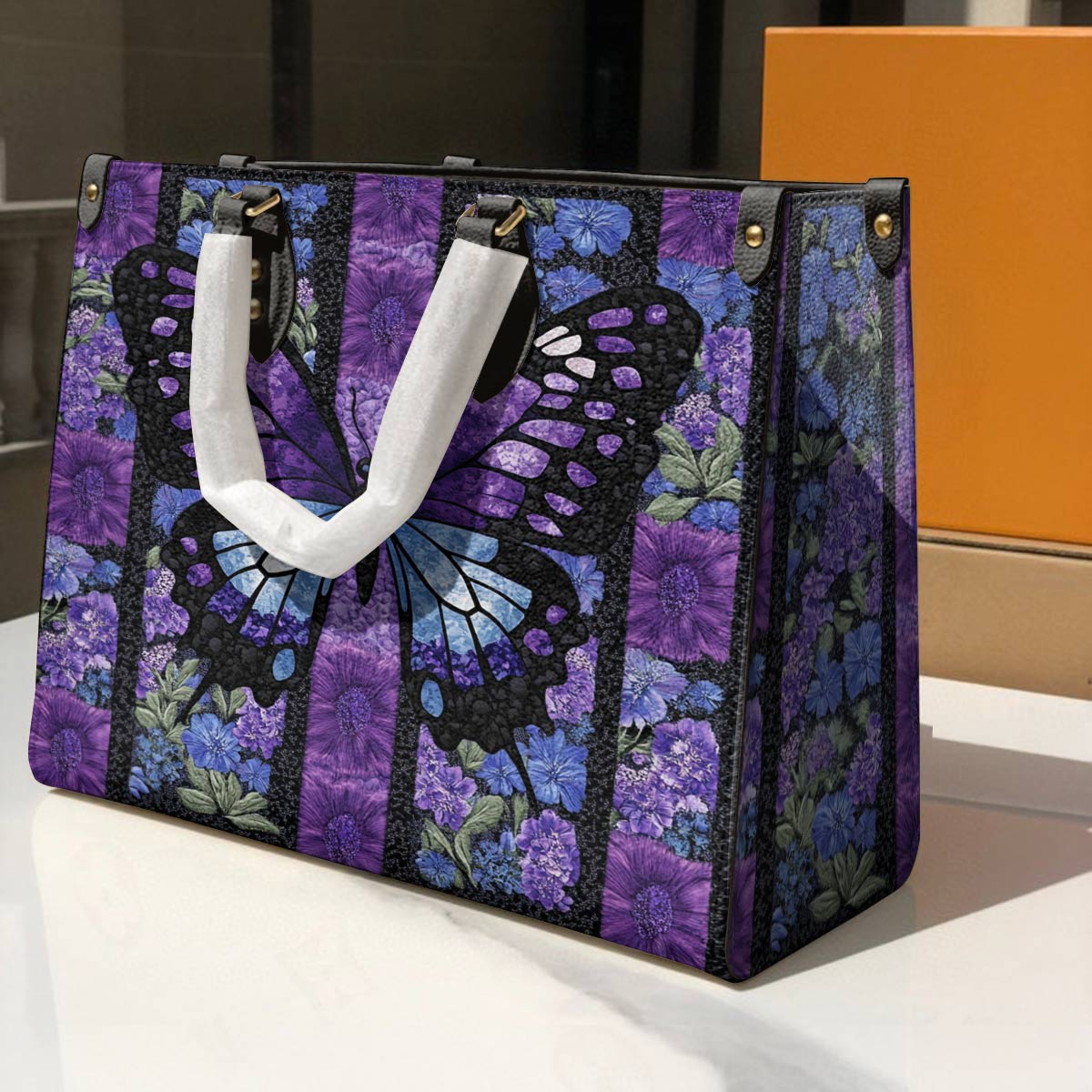 Leather Bag Purple Butterfly Dream