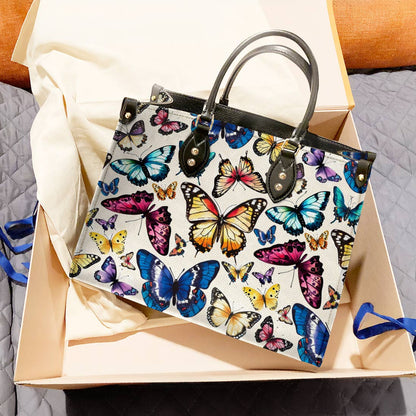 Leather Bag Colorful Butterflies