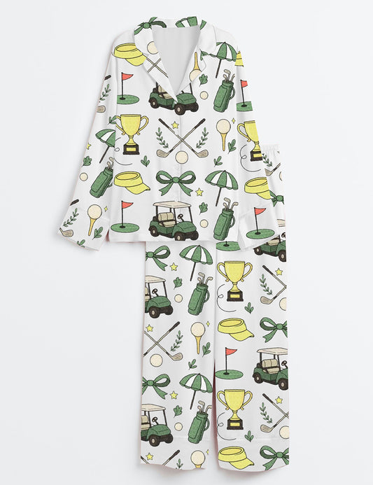 Women’s Coquette Golf Sport Long Sleeve Satin Pajama Set