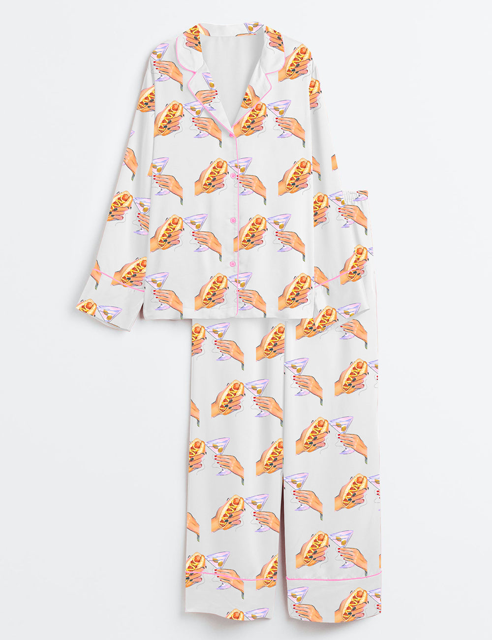 Women’s Martinis And Weenies Bachelorette Dirty Martini Wedding Long Sleeve Satin Pajama Set