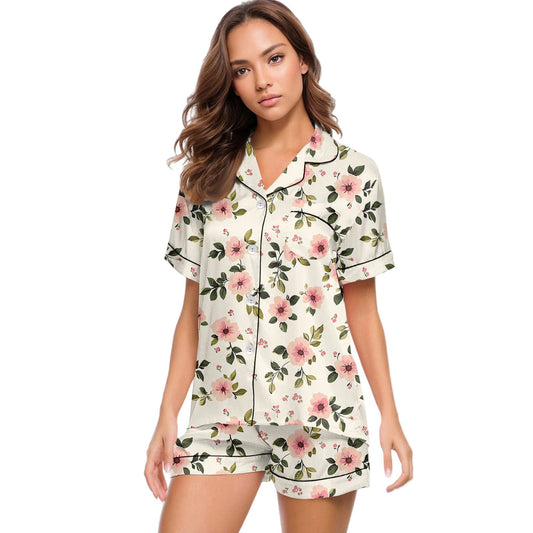 JULMCOMO Womens Pajama Sets Cute Fruit Print Pajamas Set Short Sleeve Button Up Sleepwear Plus Size Pj Loungewear Matching Family Outfits Complexion L