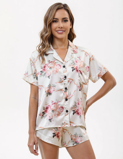 Womens' Silk Satin Pajama Short Sets 2 Piece Silk Pjs Set Cozy Sleepwear Sexy Summer Pajamas set