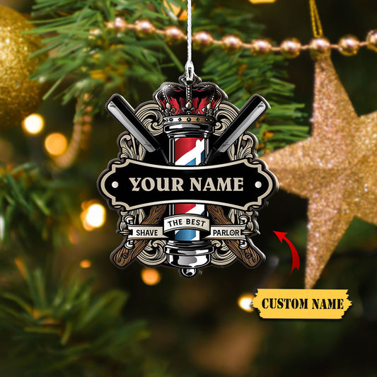 Barber Logo Custom Shaped Ornament, Christmas Gift For Barber, Barber Shop Ornament, Ornament Decoration, Ornament Christmas