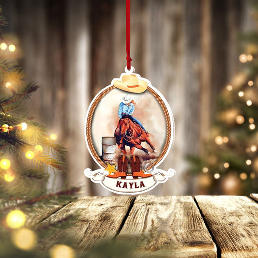Barrel Racing Cowgirl Personalized Ornament, Christmas Ornament Gift, Christmas Gift, Christmas Decoration, Ornament Decoration, Ornament Christmas - TeeZworldVN