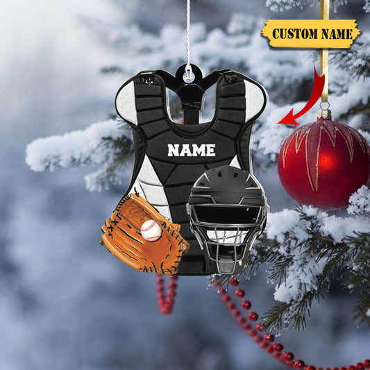 Baseball Catcher Chest Protector and Helmet Christmas Ornament, Ornament Decoration, Ornament For Gift, Ornament Christmas