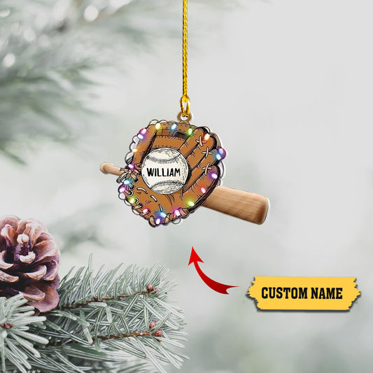Baseball Glove Custom Name Christmas Ornament, Chritmas gift for baseball lover, Ornament Decoration, Ornament For Gift, Ornament Christmas