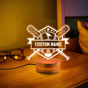 Baseball Night Light, Custom Name Light, Personalized Gifts, Kids Bedroom Decor, Desk Light Night Light, Custom Kids Gift, Birthday Gift