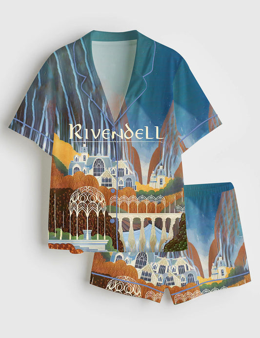 Women’s Lord Of The Rings Rivendell Travel Short Sleeve Satin Pajama Set