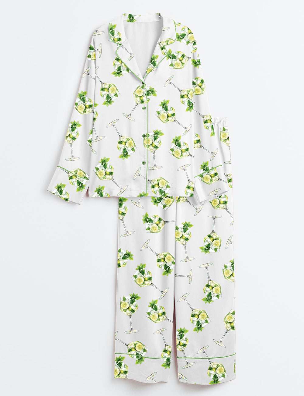 Women’s Hugo Spritz Watercolor Cocktail Long Sleeve Satin Pajama Set