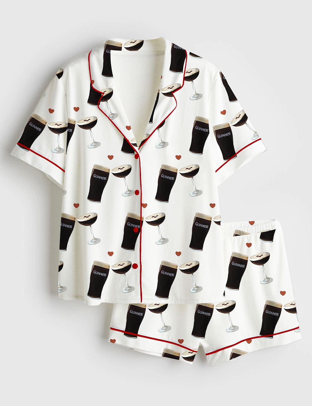 Women’s Guinness And Espresso Martini Short Sleeve Satin Pajama Set