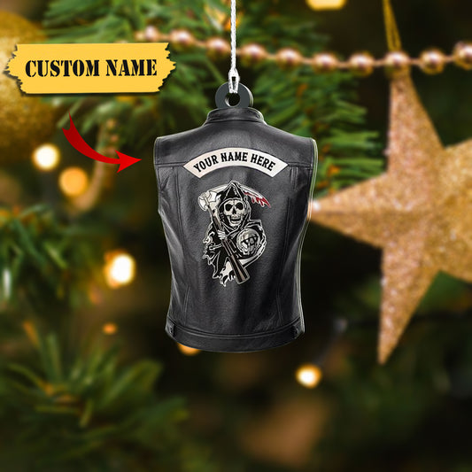 Biker Vest Custom Name Shape Acrylic Ornament, Ornament Decoration, Ornament For Gift, Ornament Christmas