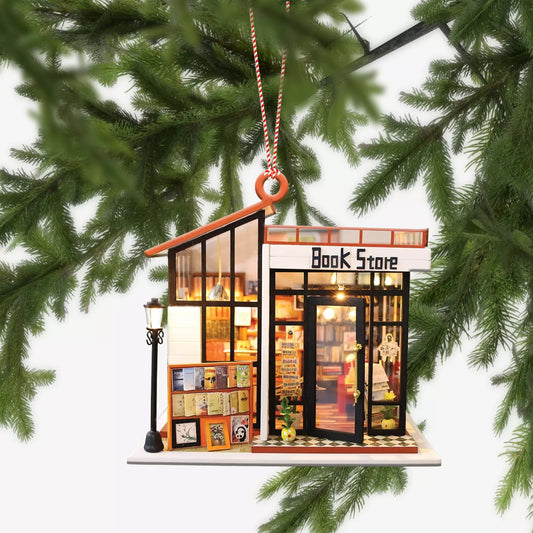 Bookstore Christmas Ornament, Reading Book Ornament, Book Lovers Xmas Ornament, Ornament Decoration, Ornament For Gift, Ornament Christmas