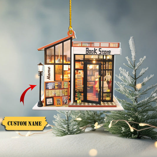 Bookstore Christmas Ornament, Reading Book Ornament, Book Lovers Xmas Ornament, Ornament Decoration, Ornament For Gift, Ornament Christmas