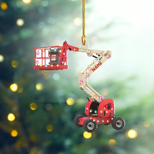 Boom Lifts Christmas Tree Ornament, Manlift Ornament, Aerial Lift Platform 2D, Ornament Decoration, Ornament For Gift, Ornament Christmas