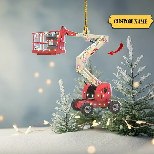 Boom Lifts Christmas Tree Ornament, Manlift Ornament, Aerial Lift Platform 2D, Ornament Decoration, Ornament For Gift, Ornament Christmas