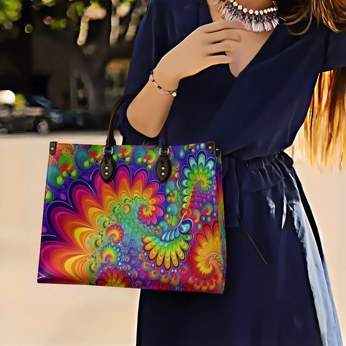 Leather Bag Psychedelic Bloom