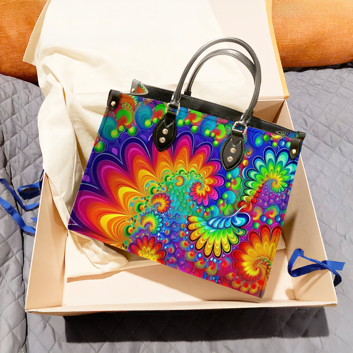 Leather Bag Psychedelic Bloom