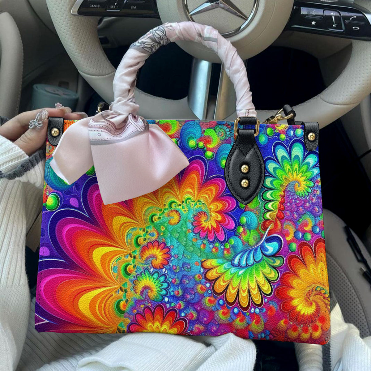 Leather Bag Psychedelic Bloom