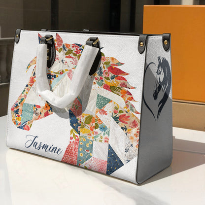 Personalized Horse Leather Bag Charming Floral Horse