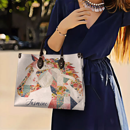 Personalized Horse Leather Bag Charming Floral Horse