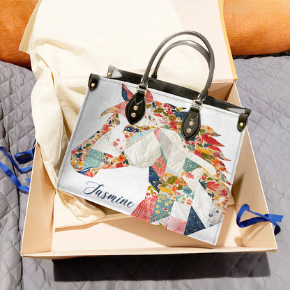 Personalized Horse Leather Bag Charming Floral Horse