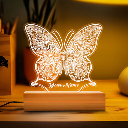 Kids Personalized Acrylic Night Light, Butterfly Night Light, Perfect Birthday Gift for Girls and Boys, Custom Handmade Bedroom Decors.