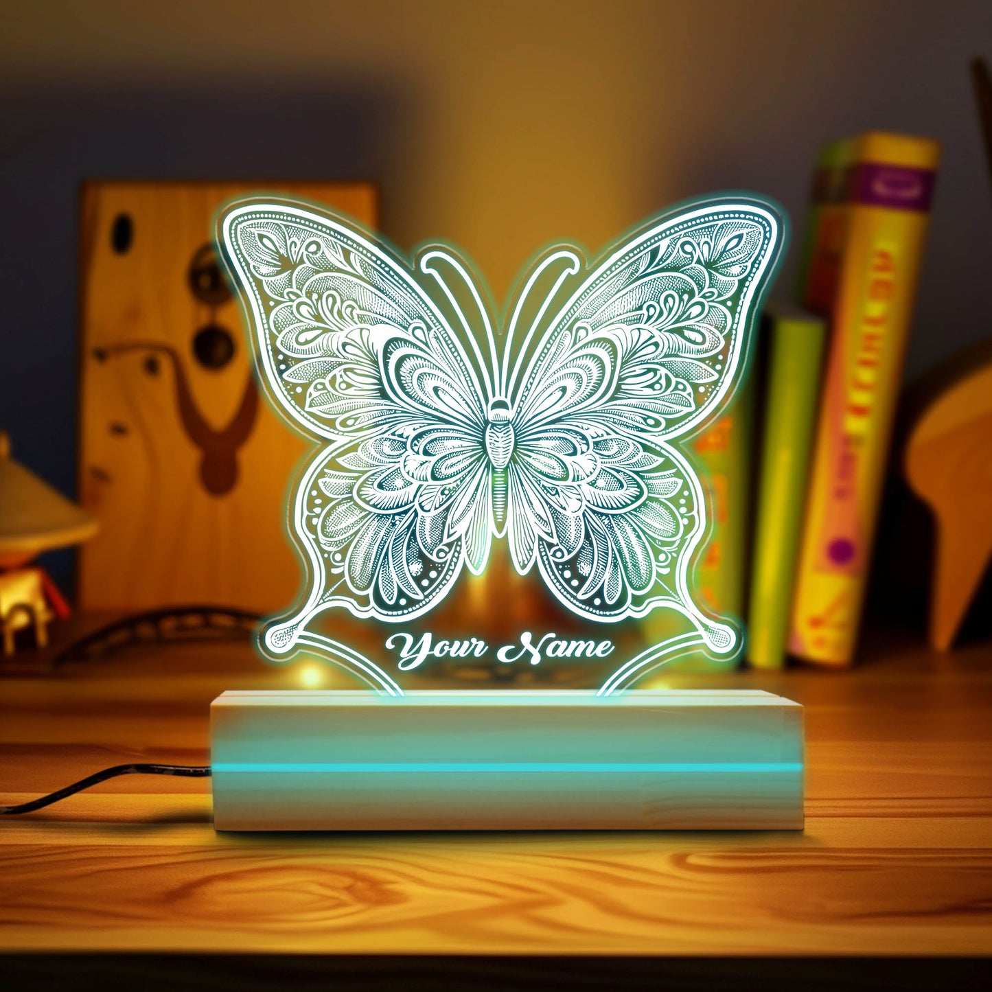 Kids Personalized Acrylic Night Light, Butterfly Night Light, Perfect Birthday Gift for Girls and Boys, Custom Handmade Bedroom Decors.