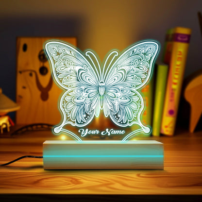 Kids Personalized Acrylic Night Light, Butterfly Night Light, Perfect Birthday Gift for Girls and Boys, Custom Handmade Bedroom Decors.