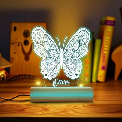 Kids Personalized Acrylic Night Light, Butterfly Night Light, Perfect Birthday Gift for Girls and Boys, Custom Handmade Bedroom Decors.