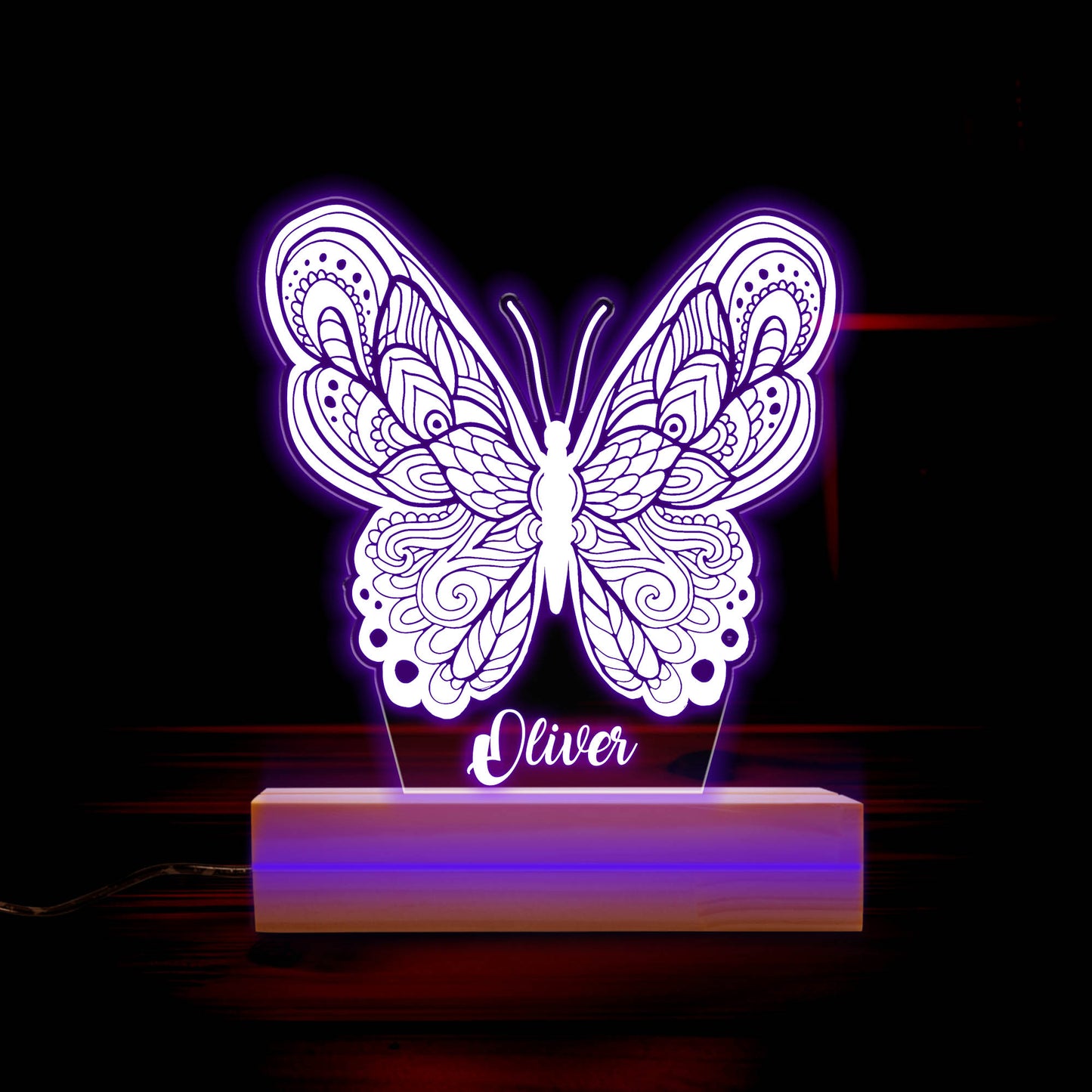Kids Personalized Acrylic Night Light, Butterfly Night Light, Perfect Birthday Gift for Girls and Boys, Custom Handmade Bedroom Decors.