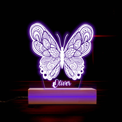Kids Personalized Acrylic Night Light, Butterfly Night Light, Perfect Birthday Gift for Girls and Boys, Custom Handmade Bedroom Decors.