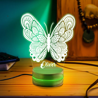 Kids Personalized Acrylic Night Light, Butterfly Night Light, Perfect Birthday Gift for Girls and Boys, Custom Handmade Bedroom Decors.