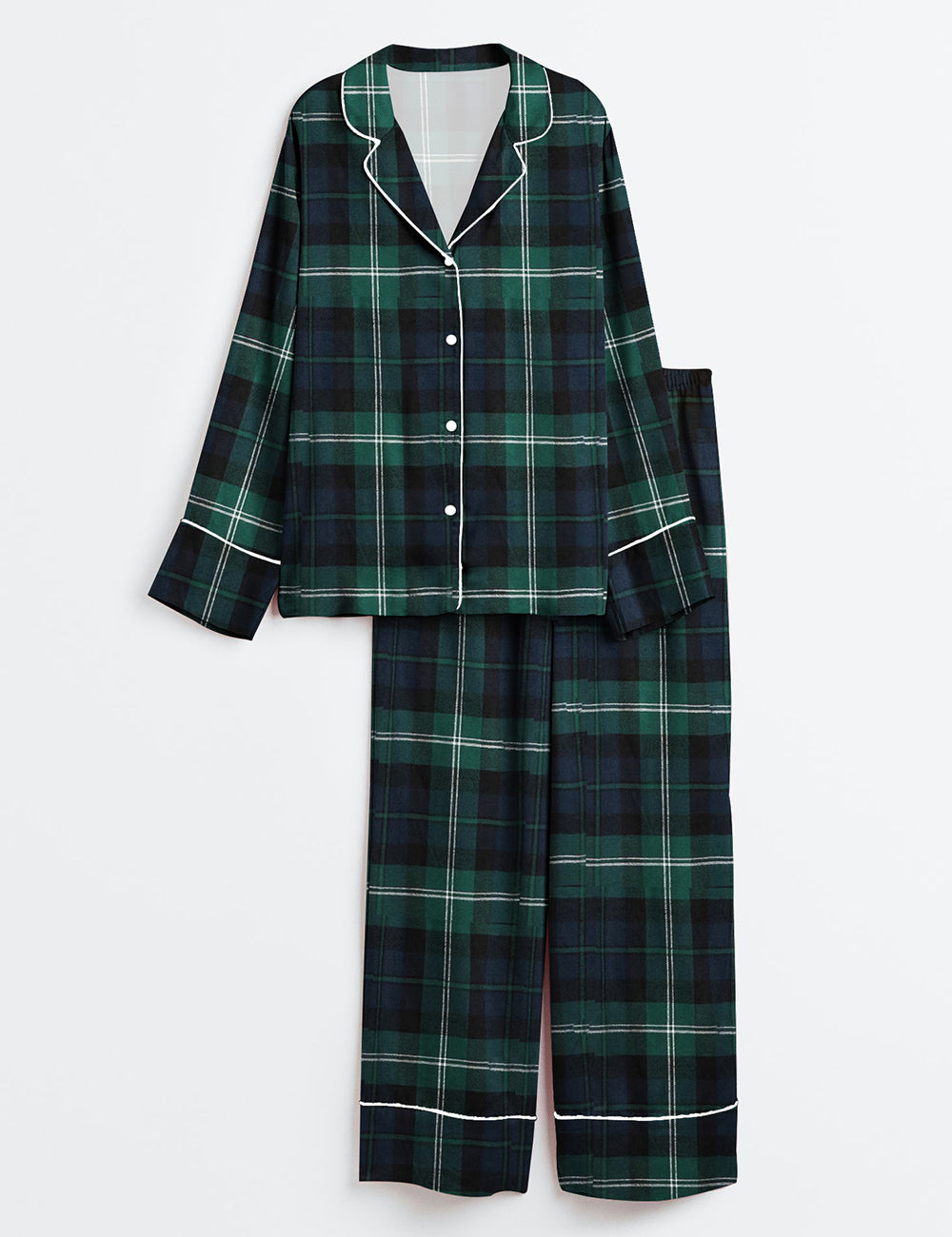 Women's Plaid Print Long Sleeve Pajama Set