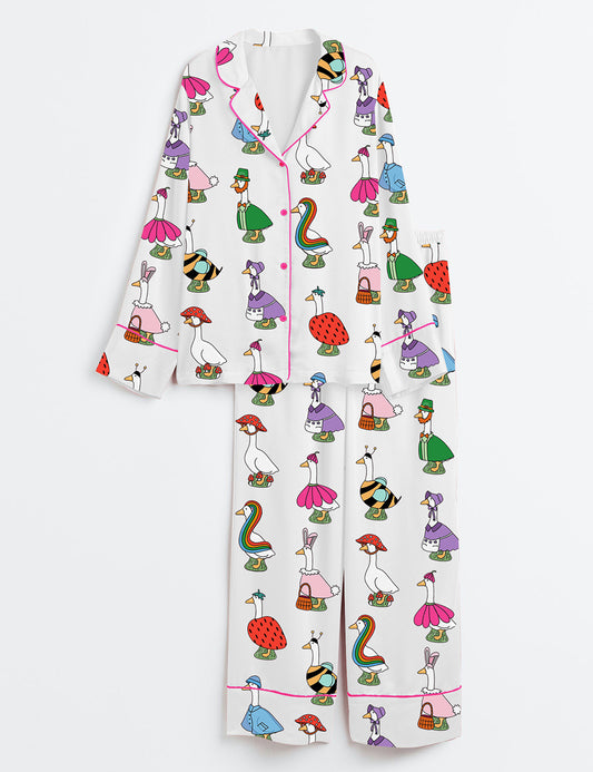 Women’s Silly Goose Long Sleeve Satin Pajama Set