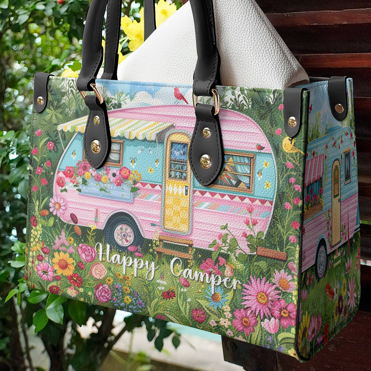 Leather Bag Happy Camper