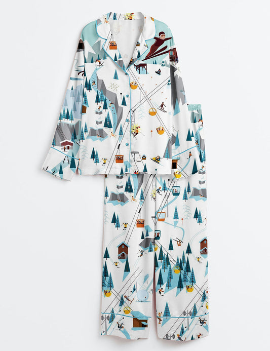Women's Aprés Ski Long Sleeve Satin Pajama Set