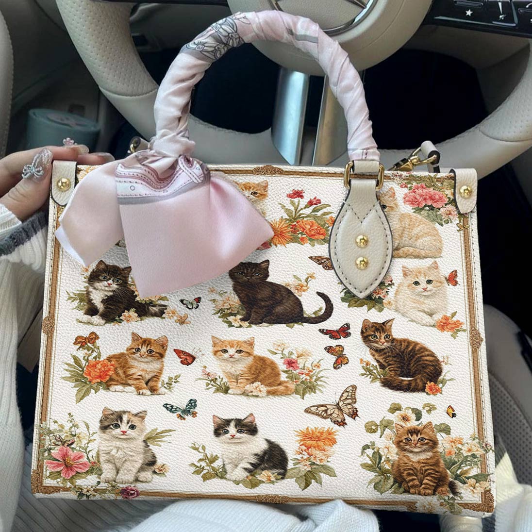 Leather Bag Cottage Kittens