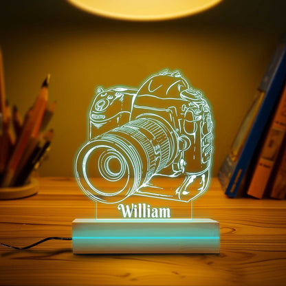 Personalized Camera Led Lamp Photographer Gift, Illusion Lamp, Night Light for Photography Lover, Gift for Photographer, Valentine Gift.