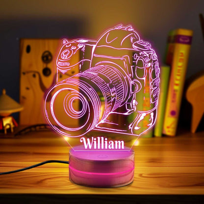 Personalized Camera Led Lamp Photographer Gift, Illusion Lamp, Night Light for Photography Lover, Gift for Photographer, Valentine Gift.