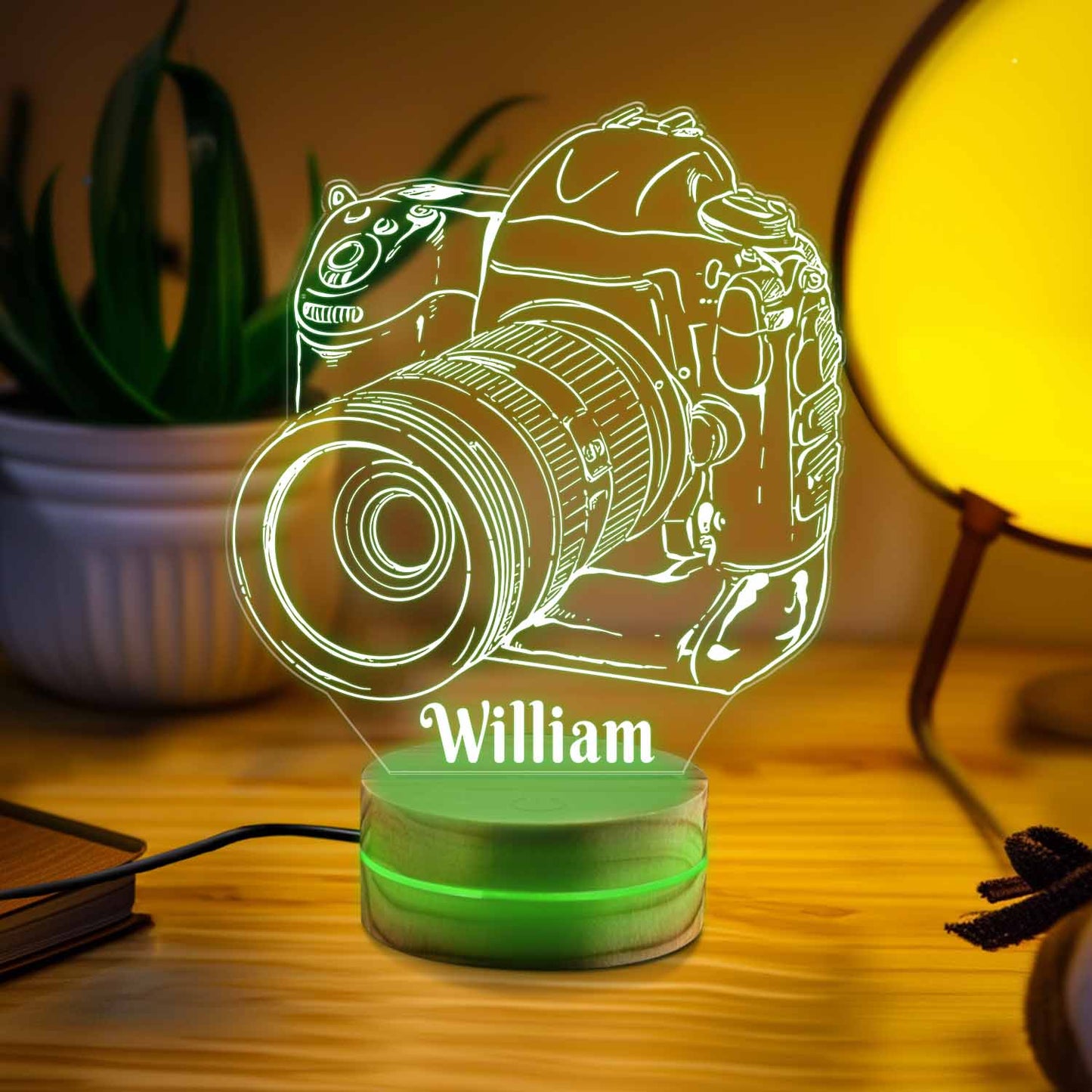 Personalized Camera Led Lamp Photographer Gift, Illusion Lamp, Night Light for Photography Lover, Gift for Photographer, Valentine Gift.
