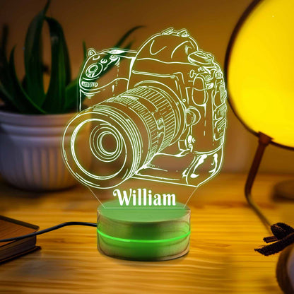 Personalized Camera Led Lamp Photographer Gift, Illusion Lamp, Night Light for Photography Lover, Gift for Photographer, Valentine Gift.