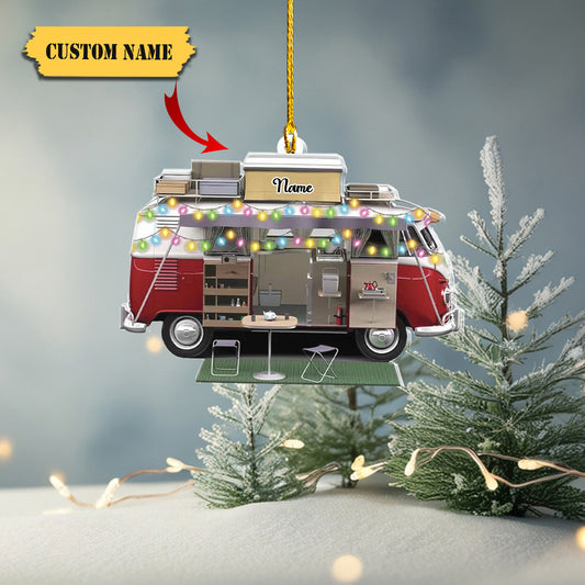Camper Van Ornament, Camping Van Christmas lights Ornament For Hippie Lovers, Ornament Decoration, Ornament For Gift, Ornament Christmas