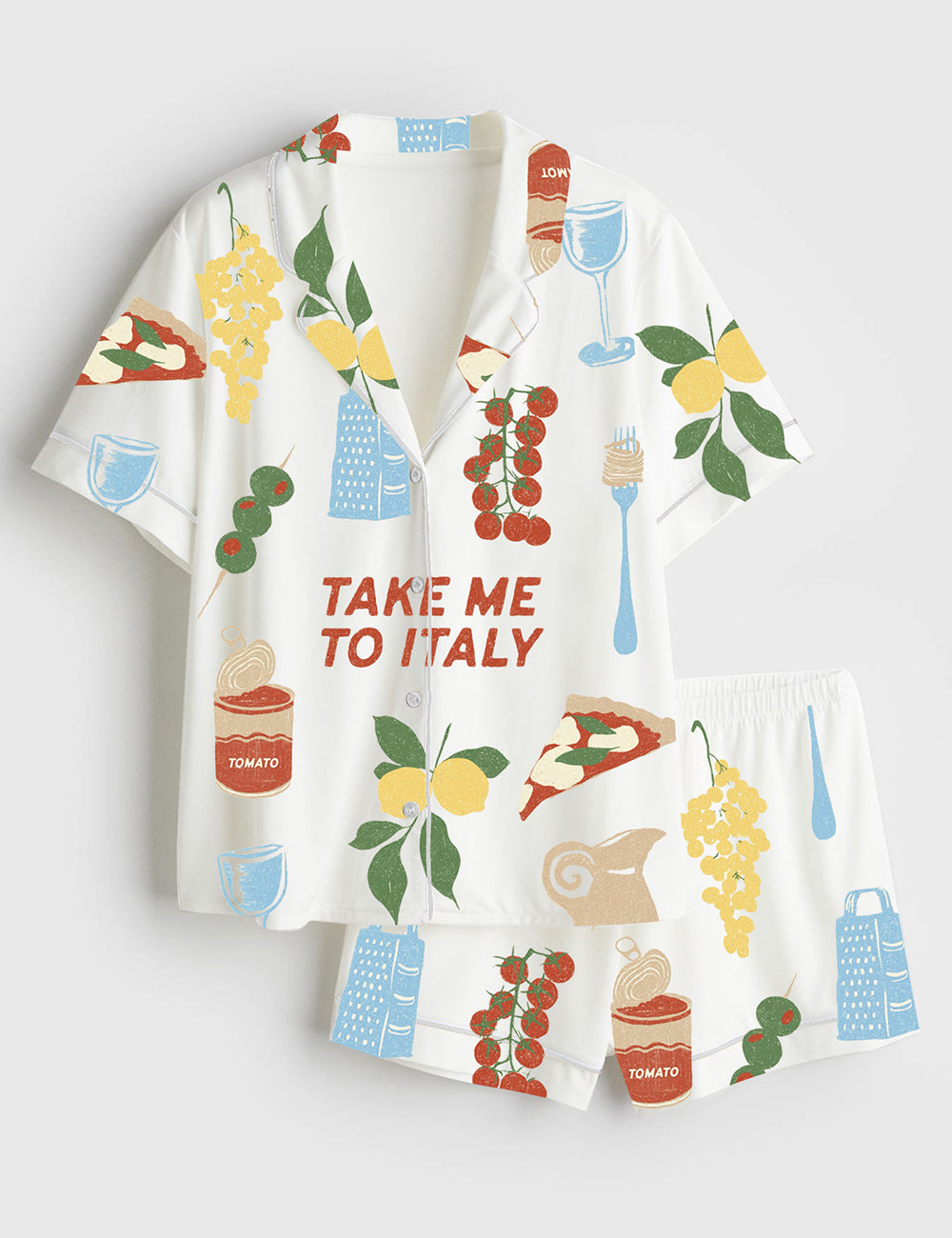 Women’s Take Me To Italy Travel Short Sleeve Satin Pajama Set