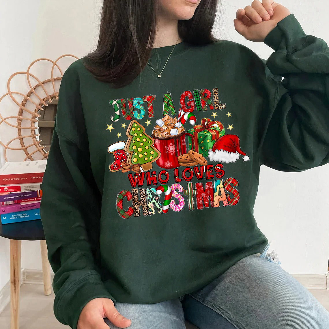 Just A Girl Who Loves Christmas Sweatshirt, Christmas Gift, Christmas Sweatshirt, Sweatshirt For Gift