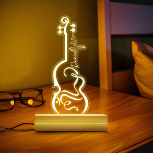 Personalized Guitar LED Night Light Lamp, Personalized with Your Name or Text, Music Theme Gift, Gift for Guitarist, Gift for Music Lovers.