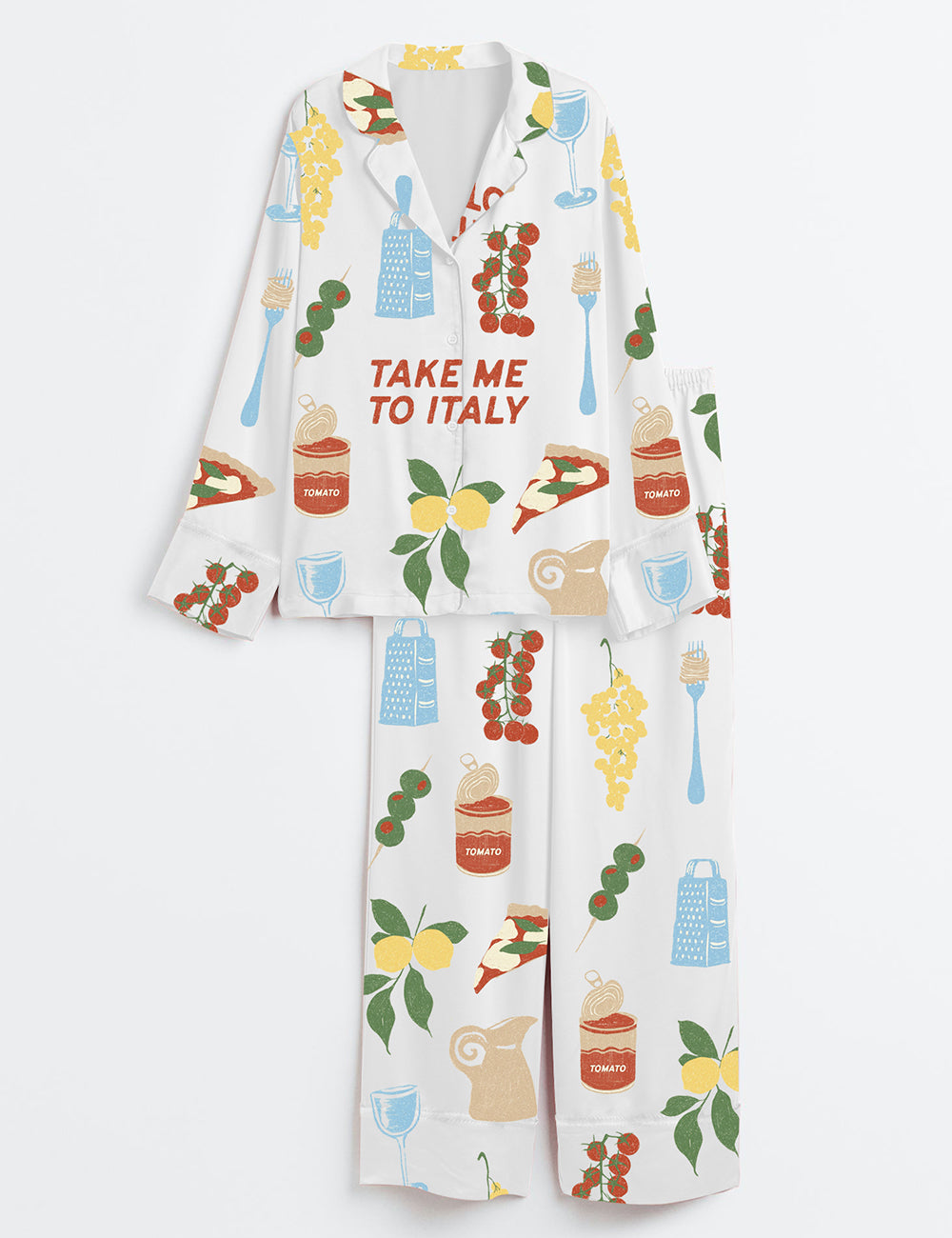 Women’s Take Me To Italy Travel Long Sleeve Satin Pajama Set