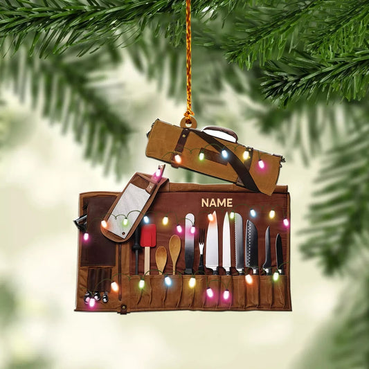 Chef Knife Set Christmas Ornament, love cooking tree Christmas Ornament decor 12574, Ornament Decoration, Ornament For Gift, Ornament Christmas